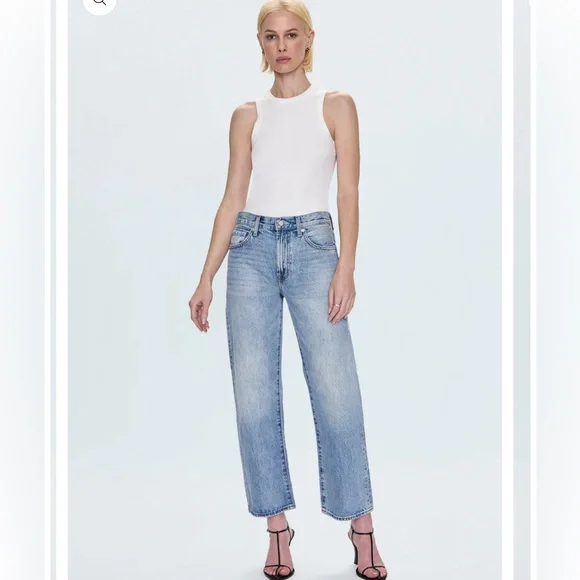 Anthropologie Pistola Bowie Bowed Lexi Barrel Leg Straight Jeans Size 28 NWT - Picture 9 of 10